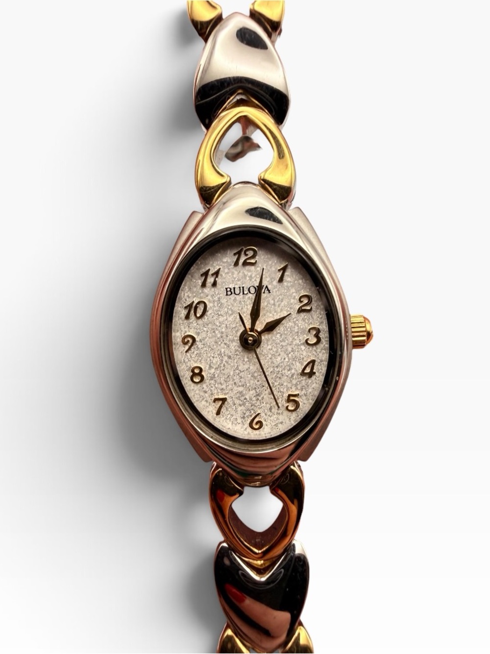 Bulova Y2K Vintage 2002 Two Tone Heart Link Watch 98V02